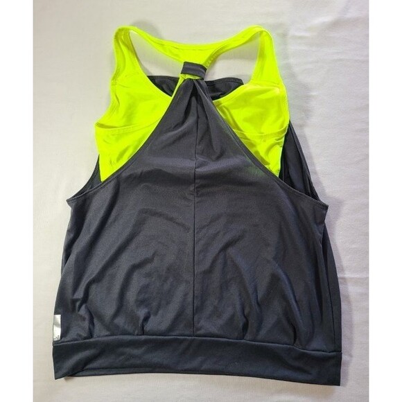 BCG Black & Neon Green Tank Top Size Medium Built-In Bra Athletic Shirt - Picture 3 of 6